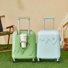 1 件全新迷你大容量行李箱，带坚固手柄，适合学生，旅行包手提箱，适合旅行度假蜜月巡航返校，适合男女学生书包，适合学校配件学校用品 - 綠色 - 查看 4