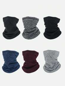 1入組冬季厚款絨毛保暖圍巾,帶風防口罩,室內外滑雪和騎行保暖 - 黑色 - 查看 4