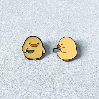 1枚可爱橡皮鸭造型儿童胸针，卡通徽章，个性化背包装饰，创意十足