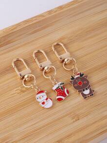 10 件合金滴油圣诞节钥匙圈 - 彩色 - 查看 6