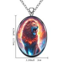1pc Fashionable Creative Zinc Alloy Oval Shaped Pendant Necklace For Women, Christmas And Thanksgiving Gift - Red - View 2