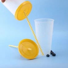 1 件/5 件/6 件/10 件，710 毫升/24 盎司，500 毫升/16 盎司可重复使用的塑料杯，带盖和吸管，可重复使用的咖啡杯，适用于冷热饮品，适合饮用水 - 紅色 - 查看 8