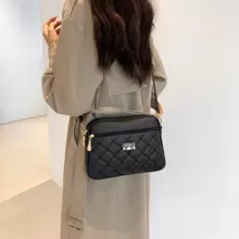 鑽石格子 Pu 皮革女手提包單肩斜背包大方形手提包