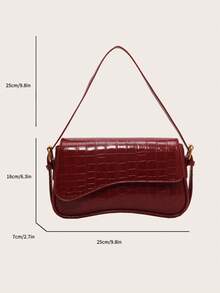 New Autumn Embossed Shoulder Bag For Office And Shopping - Burgundy - View 10