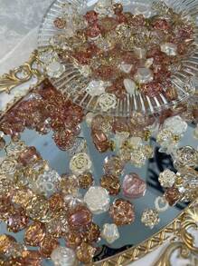 Translucent Rose Gold Mixed Type Beaded Material With Holes - Rose Gold - View 4