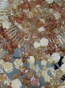 Translucent Rose Gold Mixed Type Beaded Material With Holes - Rose Gold - View 5