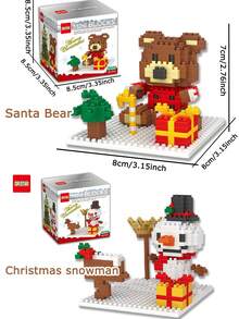 Christmas Series Building Block Toys - Creative DIY Desktop Decorations, Puzzle Cartoon Animation Toys, Perfect Birthday Gifts For Boys & Girls! - White - View 9