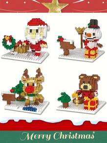 Christmas Series Building Block Toys - Creative DIY Desktop Decorations, Puzzle Cartoon Animation Toys, Perfect Birthday Gifts For Boys & Girls! - White - View 1