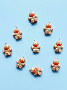 9入組自己製作可口的薑餅人造型吊墜,適用於製作項鍊、耳環、鑰匙圈等配飾,聖誕禮物 - 彩色 - 查看 3