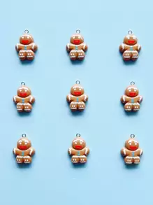 9入組自己製作可口的薑餅人造型吊墜,適用於製作項鍊、耳環、鑰匙圈等配飾,聖誕禮物 - 彩色 - 查看 1