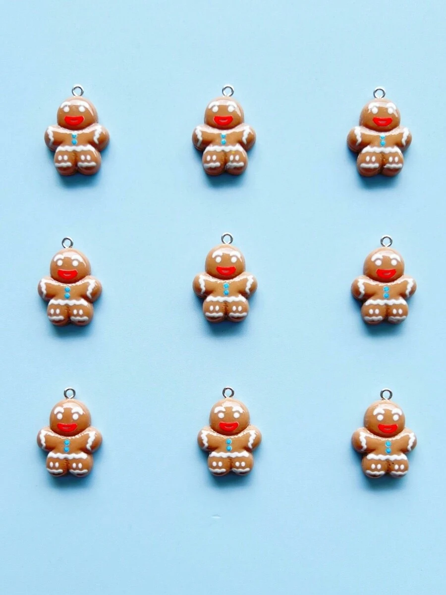 9入組自己製作可口的薑餅人造型吊墜,適用於製作項鍊、耳環、鑰匙圈等配飾,聖誕禮物 - 彩色 - 查看 1