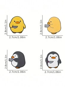 4入組企鵝鴨小胸針可愛徽章卡通包掛飾創意裝飾品 - 彩色 - 查看 4