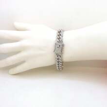 1pc St. Jude Decorated Bracelet Rhinestone Decoration Silver Color Men's Jewelry - Green - View 8