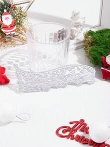 【聖誕派對】1入組碳鋼金屬壓花紙藝切割模具,聖誕鹿與花邊設計,新鮮風格的信封、賀卡、相框裝飾,diy手工切割模具 - 銀色 - 查看 4