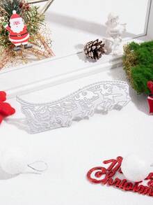 【聖誕派對】1入組碳鋼金屬壓花紙藝切割模具,聖誕鹿與花邊設計,新鮮風格的信封、賀卡、相框裝飾,diy手工切割模具 - 銀色 - 查看 3