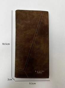 新款复古风格时尚两折男士钱包简约多槽拉链学生钱包超薄便携现金白领女性适合女士大学工作商务通勤办公室周年纪念情侣生日礼物情人节礼物男士钱包钱包长款钱包 - 咖啡棕 - 查看 4