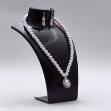 1個人型珠寶收納盒,耳環項鍊展示架,裝飾展示支架 - 黑色 - 查看 2