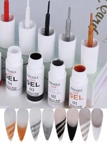 5毫升白色法式美甲凝胶UV LED彩绘凝胶美甲设计DIY绘画半永久指甲油 - 白色 - 查看 6