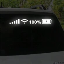 1 Pegatina Creativa Para Coche, Pegatina De Vinilo Con Porcentaje De Batería Wifi De Señal, Pegatina Decorativa Para Ventana Trasera De Coche, Accesorio De Decoración Para Coche - Blanco - Ver 5