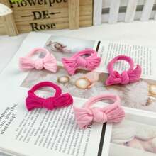 10pcs/Pack Bow Elastic Hair Bands, High Elasticity Scrunchies Hair Ties For Girls