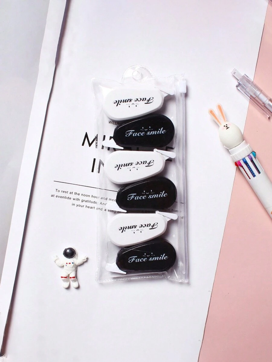 1入組/6入組各種尺寸經典黑白修正帶 - 精確完美的編輯選擇！