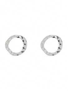 Nooxian 1 對時尚簡約設計女用耳環 - 銀色 - 查看 3