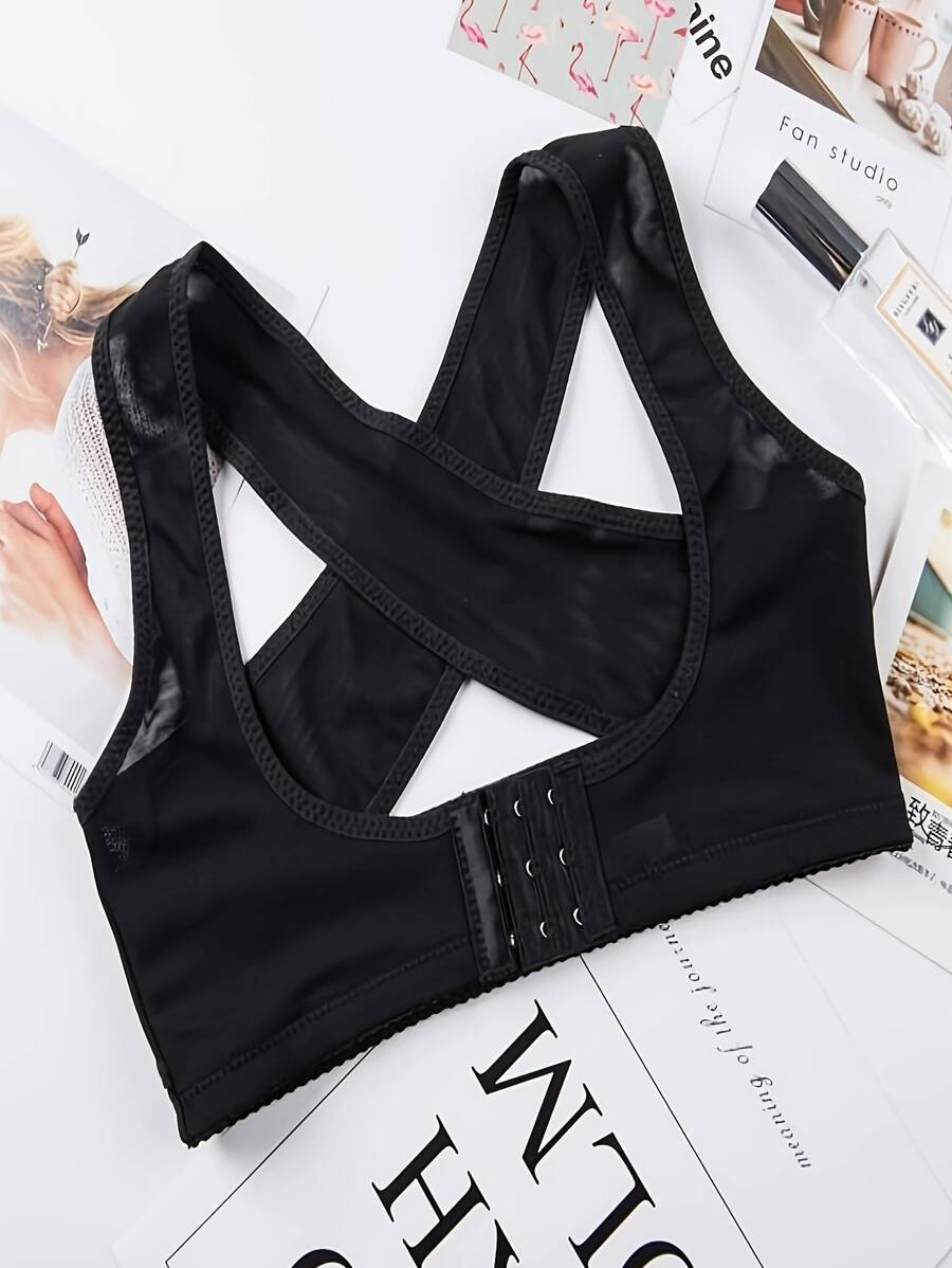 Women Posture Corrective Sports Bra, Back Support Chest Expansion Workout Top For Kyphosis