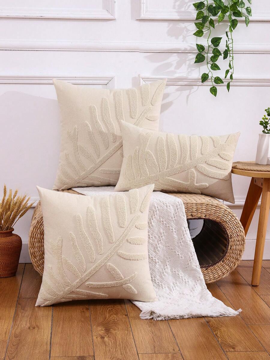 1pc Leaf Tufted Cushion Cover Without Filler, Modern Fabric Decorative Throw Pillow Cover For Home