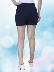 Women Shorts - 藏蓝色 - 查看 2