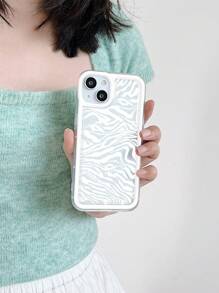 1 pieza Funda para móvil simple con patrón de cebra absorción de impactos compatible con iPhone - transparente - Ver 2
