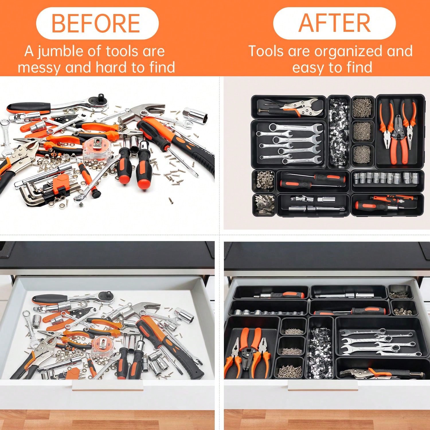 45 Packs Tool Box Organizer Tray Divider, Toolbox Desk Drawer Organizer