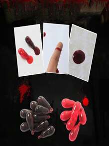 Sangre falsa, adecuada para cosplay, vampiros, zombis, accesorios para fiestas, bromas y regalos (el lote del producto varía, algunas botellas tienen etiquetas aleatorias o en blanco, color aleatorio) - Rojo - Ver 1