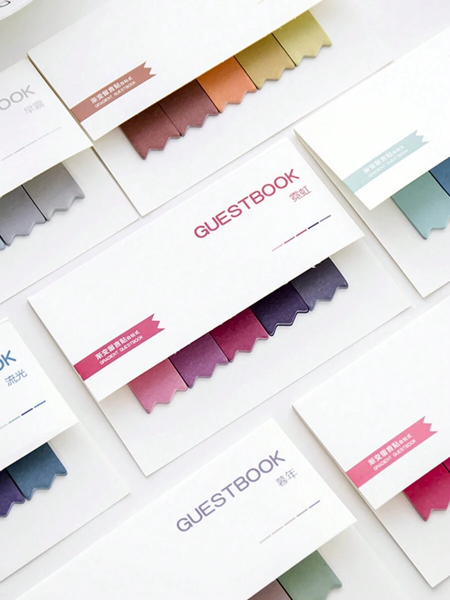 4入組多功能雜色便條貼紙、便條紙、筆記本、簡單便攜的學生文具套裝 - 彩色 - 查看 1