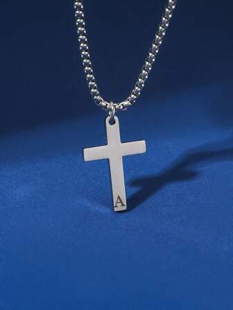 1件極簡風格的男士不鏽鋼26個字母吊墜項鍊