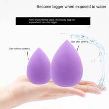 3pcs/Set Hydrophilic Non-Latex Makeup Sponge, Health Makeup Sponge With Water Drop Shape, Includes Pink, Red And Purple - Purple - View 6
