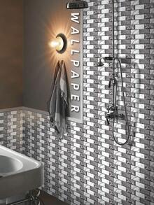 9 件/套灰色和白色大理石圖案 Pvc 瓷磚貼紙 3.94*7.87 英寸,適用於廚房、浴室、客廳、洗衣房、現代家居裝飾裝修即剝即貼壁紙