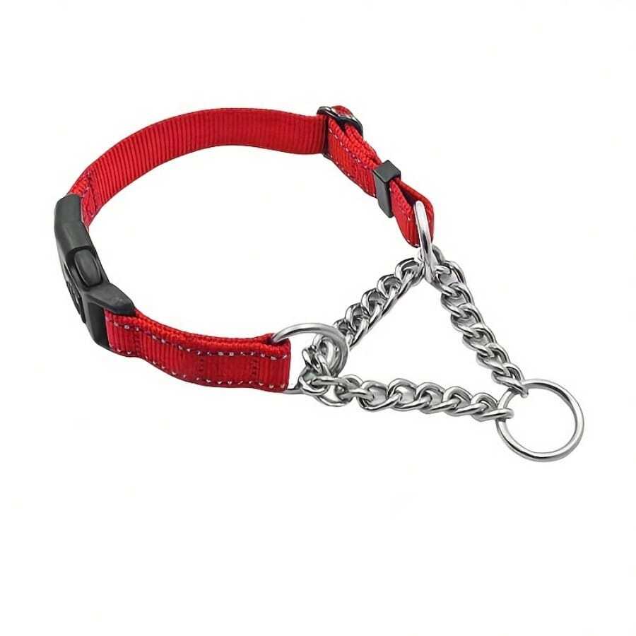 1 Miếng Vòng cổ chó Với dây chuyền & Nhanh Khóa phát hành - Phản chiếu Vòng cổ Thích hợp Đối với Lớn , Trung bình Và Chó nhỏ - Đỏ - Xem 1
