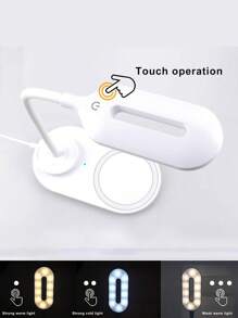 Lámpara de escritorio multifunción de 15W con carga inalámbrica y ajuste de iluminación para fotografía - Blanco - Ver 3