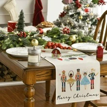 Drapeau de Table de noël avec impression de bonhomme de neige, coussins du père noël pour la décoration de Table, hiver 1 pièce
