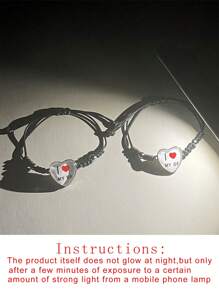 ATLVXJL 2 件/套情侣在黑暗中成长我爱我的男朋友和我爱我的女朋友简约装饰魅力针织手链情人节礼物，妈妈，母亲，母亲节，礼物