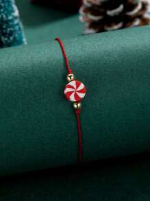 1pc Cute Style Polymer Clay Christmas Candy Beaded Woven Card Bracelet - Multicolor - View 3
