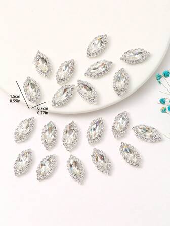 50顆7x15mm彩色玻璃水晶布料縫釦夾鏈,diy頭飾、服裝、鞋包縫製配件