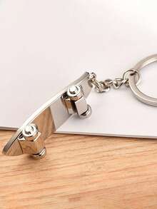 1 件黑色滑板設計合金鑰匙圈(扣環),適合男士和女士日常使用 - 黑色 - 查看 4