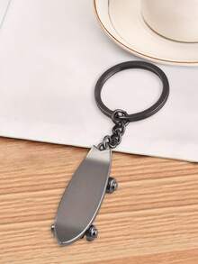 1 件黑色滑板設計合金鑰匙圈(扣環),適合男士和女士日常使用 - 黑色 - 查看 5
