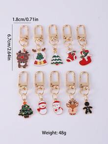 10 件合金滴油圣诞节钥匙圈 - 彩色 - 查看 4