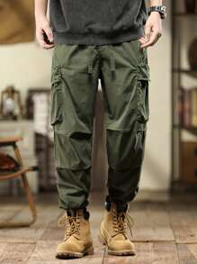 1 Pantalón De Escalada Con Múltiples Bolsillos Para Exteriores Para Hombre Para Otoño E Invierno - Verde militar - Ver 1