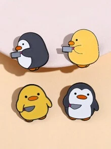 4入組企鵝鴨小胸針可愛徽章卡通包掛飾創意裝飾品 - 彩色 - 查看 2
