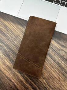 新款复古风格时尚两折男士钱包简约多槽拉链学生钱包超薄便携现金白领女性适合女士大学工作商务通勤办公室周年纪念情侣生日礼物情人节礼物男士钱包钱包长款钱包 - 咖啡棕 - 查看 3