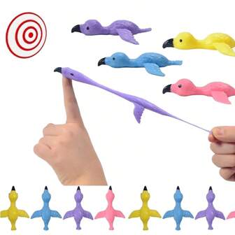 3-10pcs Flamingo Slingshot Games Toys, Flamingo Rubber Missile, Flamingo Flying Slingshot, Elastic Fun, /Christmas Party Toy Gifts(Color Random)