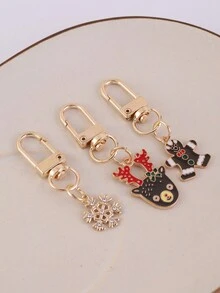10入組合金聖誕主題滴油鑰匙扣 - 彩色 - 查看 6
